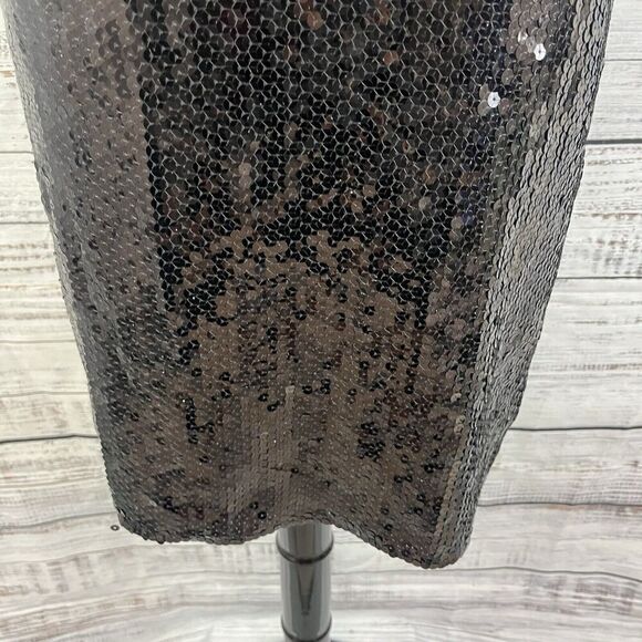 INC International Concepts Skirt size 2 Pet Black Silk Sequins Knee Cocktail - Picture 6 of 10